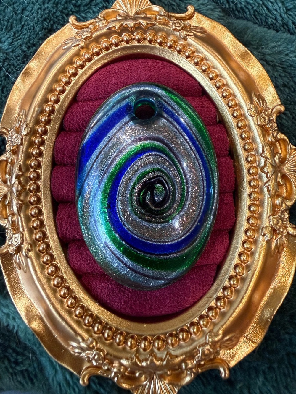 Murano Blue Green Swirl Glass Pendant